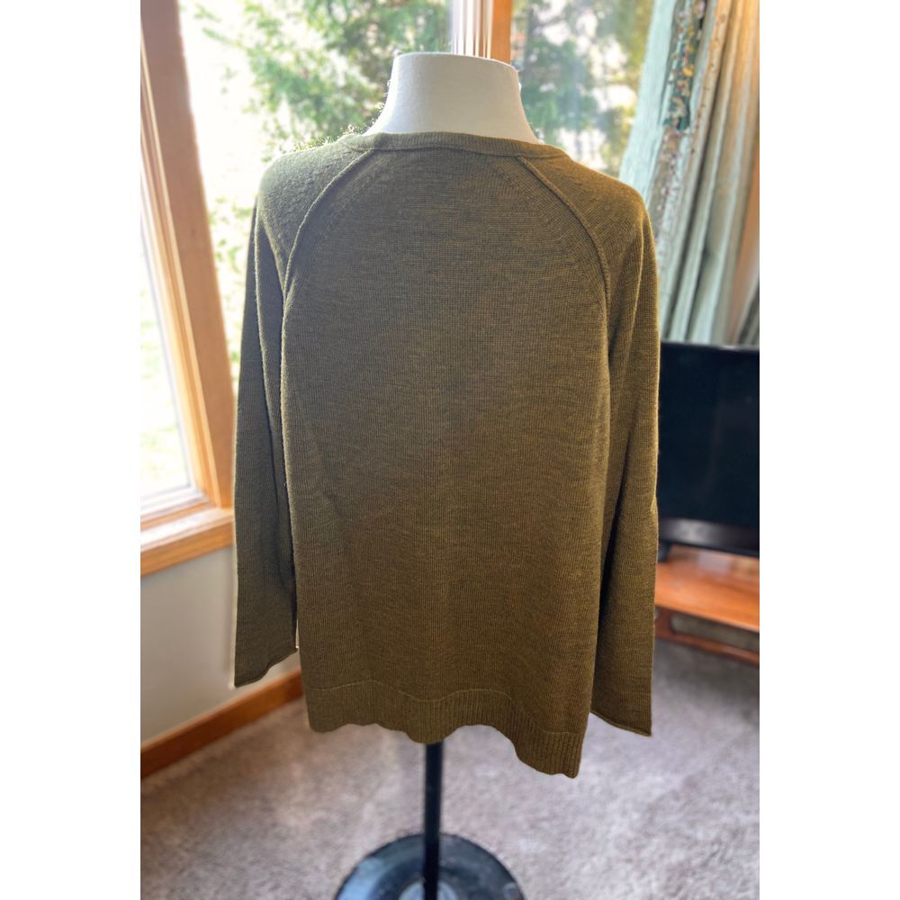 Eileen Fisher Medium Side Tie Tunic Olive Green Mustard Loose Flowy Sweater - Picture 2 of 9